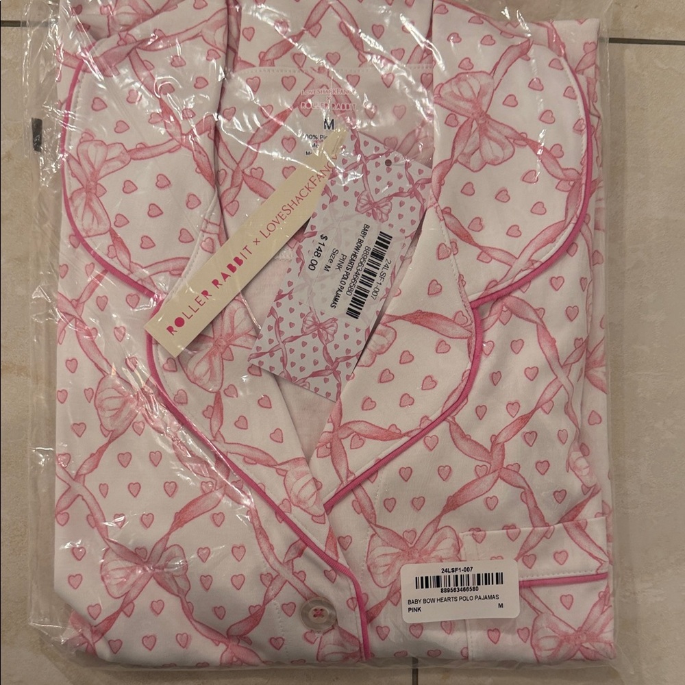 Roller Rabbit White and Pink Heart Pajama Set. Love shack, fancy collaboration.